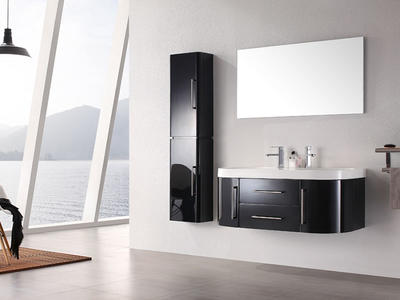 2021 Luxury fashion bathroom cabinet with double acrylic bowl LN-2081-BLACK