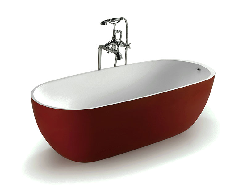 White & red stand alone soaking tub artificial stone  tubs OE-016