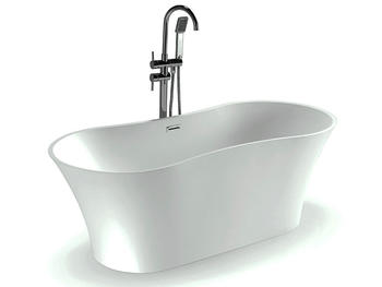 White free standing stone resin bathtub OE-020